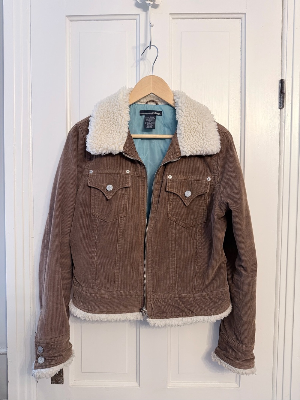 Brown Corduroy Sherpa-Lined Trucker Jacket